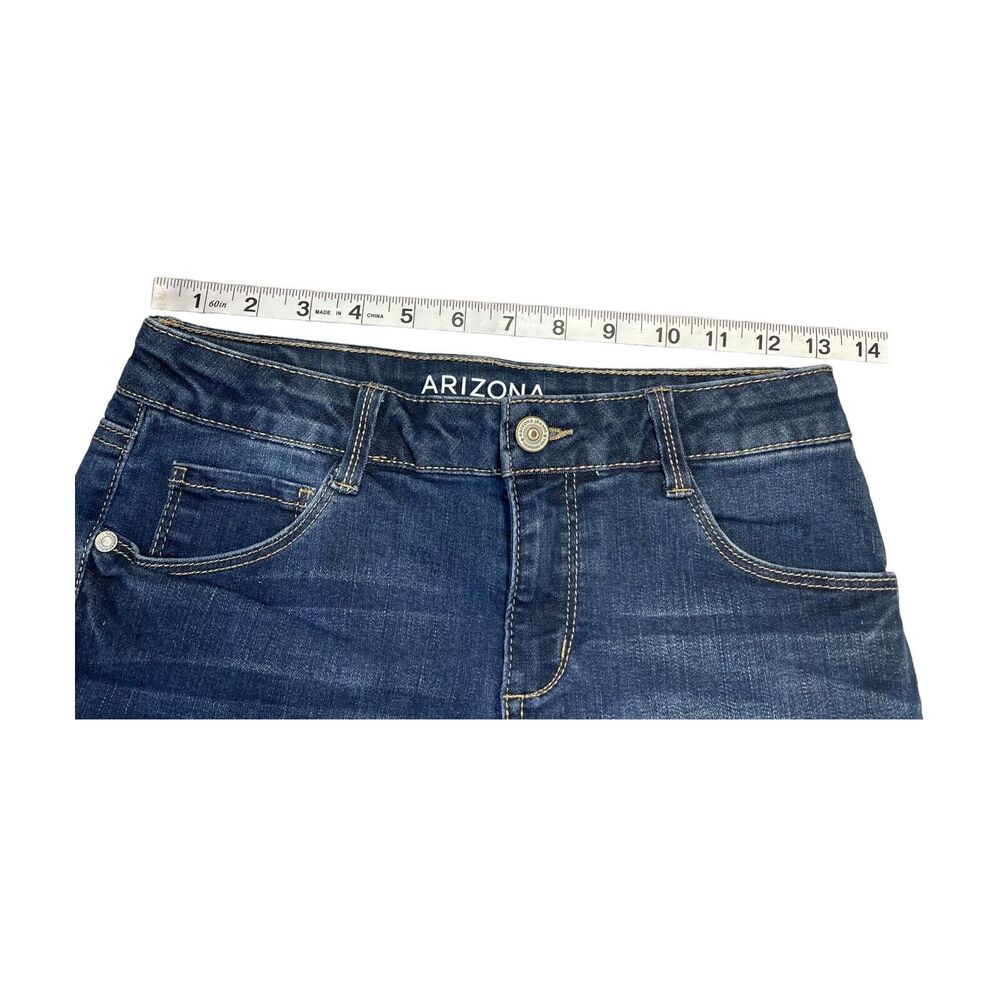 Arizona Jeans Cut-Off Shorts Girls 14 Blue Denim Stretch Frayed Hem Mid-Rise - Picture 4 of 6